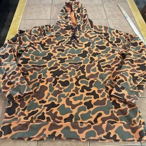 Alaskan Hardgear Duluth Hoodie Mens Sz XL Orange Camo Pullover Tough Cotton